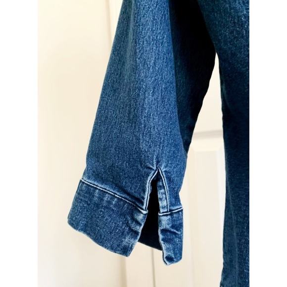 SONOMA Sz PM Stretch Blue Denim Button Down Shirt - Picture 6 of 7